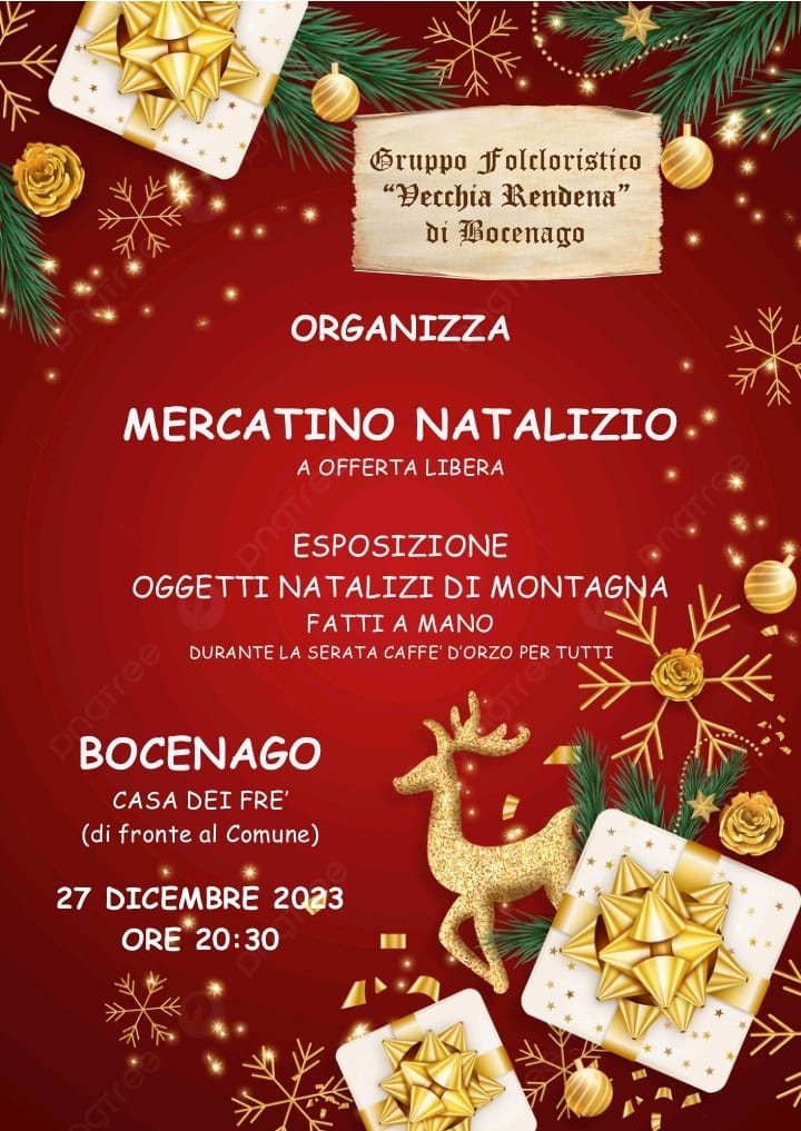 Bocenago 27 dicembre ore 20.30 : Mercatino natalizio a offerta libera