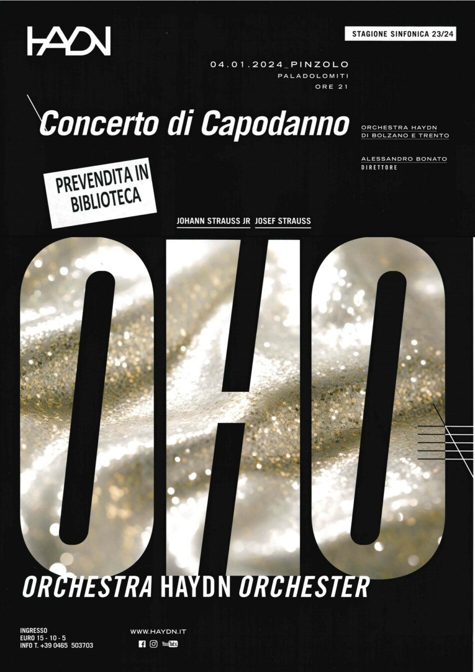 Pinzolo Paladolomiti 4 gennaio 2024: “Concerto di Capodanno con l’Orchestra Haydn di Bolzano e Trento
