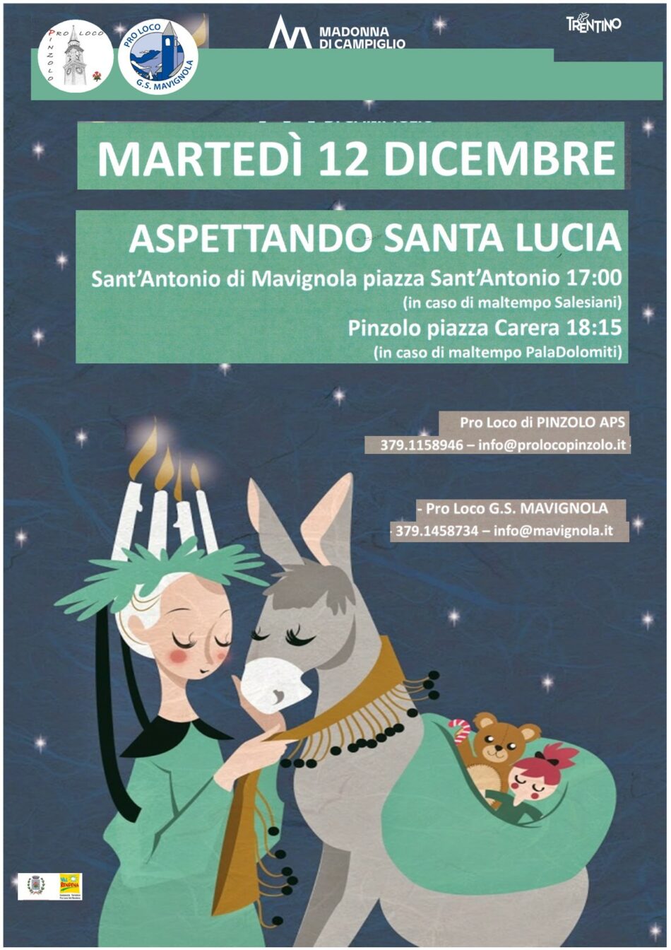 Martedì 12 dicembre: “Aspettando Santa Lucia” a Mavignola e Pinzolo