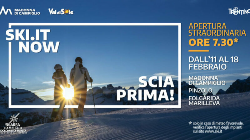 Apertura anticipata alle 7.30 in tutta la Skiarea Campiglio dall’11 al 18 febbraio