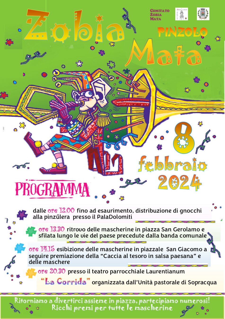 “Zobia Mata” Giovedì 8 febbraio Carnevale a Pinzolo