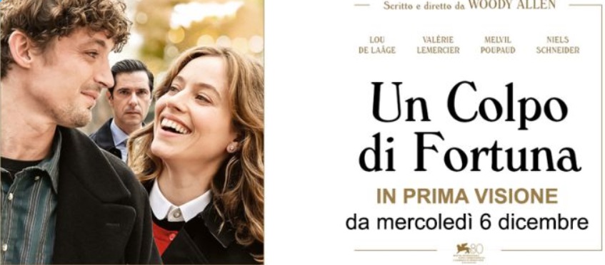 Cinema a Pinzolo: Sabato 13 gennaio ore 21 “Un colpo di fortuna”, l’ultimo film di Woody Allen