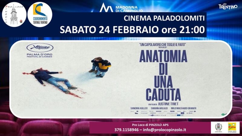 Cinema a Pinzolo – “Anatomia di una caduta” Sabato 24 febbraio ore 21