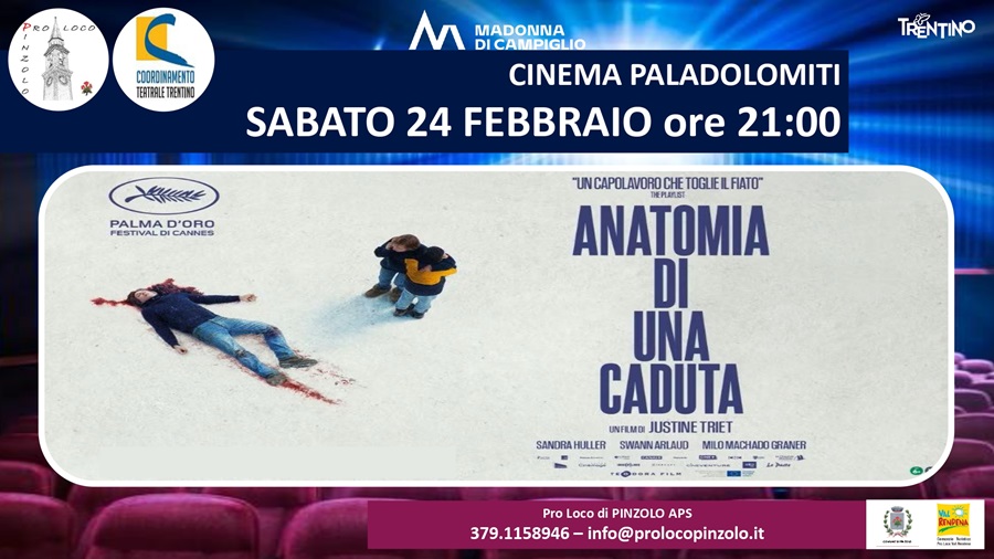 Cinema a Pinzolo – “Anatomia di una caduta” Sabato 24 febbraio ore 21