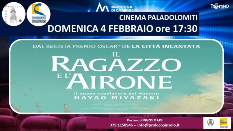 Cinema a Pinzolo: “Il ragazzo e l’airone” Domenica 4 febbraio ore 17.30