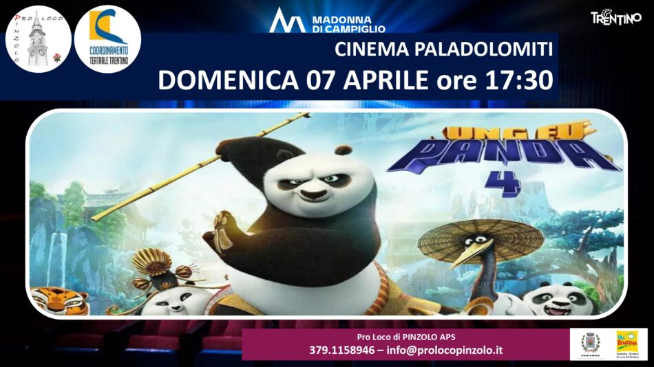 “Kung Fu Panda 4” al Paladolomiti di Pinzolo Domenica 7 aprile ore 17.30