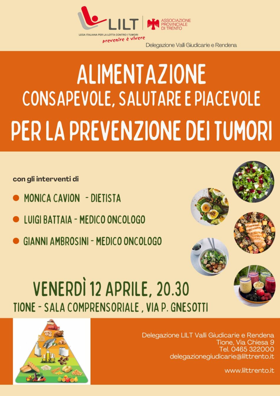 Tione 12 aprile ore 20.30 – Alimentazione per la prevenzione dei tumori