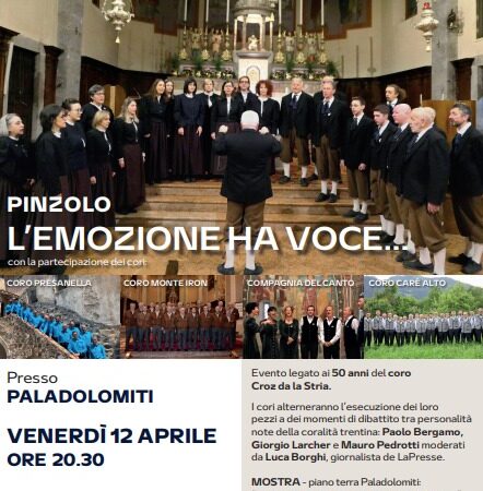 Pinzolo Paladolomiti “L’emozione ha voce” Venerdì 12 aprile ore 20.30