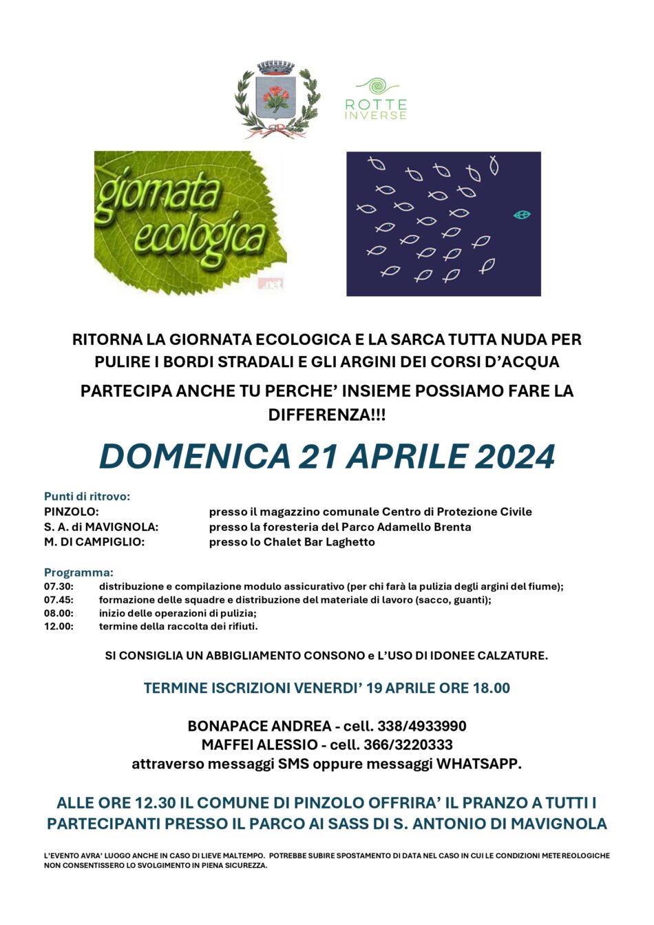 “Giornata ecologica” a Pinzolo, S.A. di Mavignola e Madonna di Campiglio – Domenica 21 aprile 2024