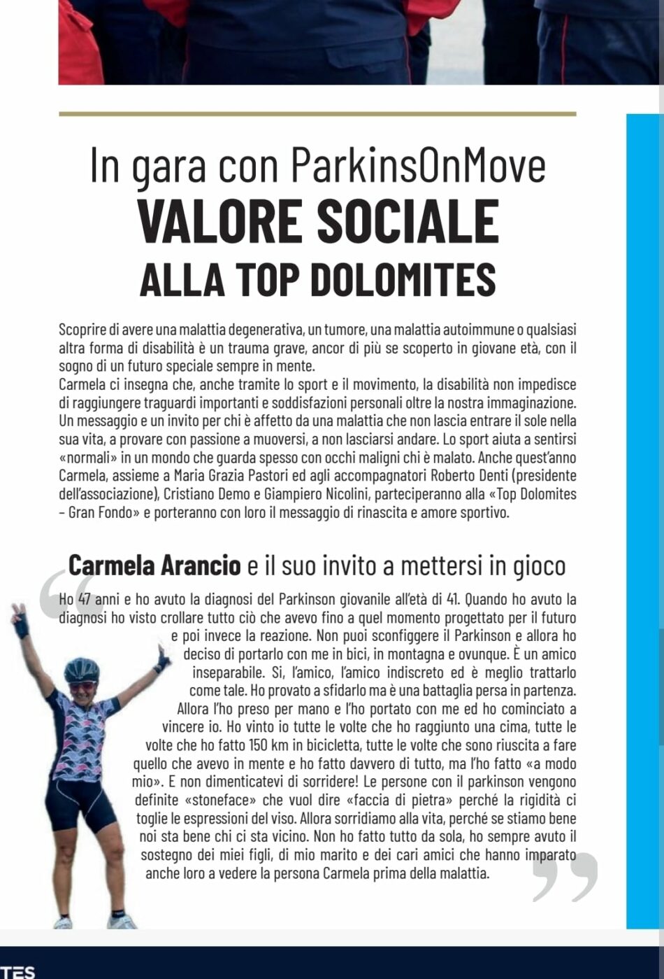 In gara con ParkinsOnMove – VALORE SOCIALE alla Top Dolomites