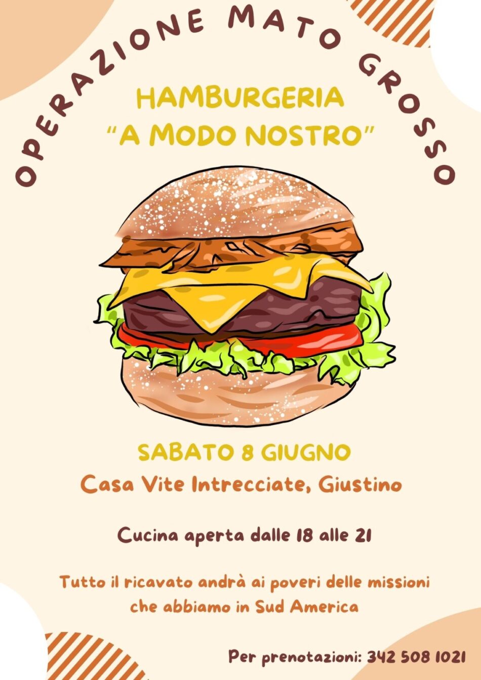 Hamburgeria “A modo nostro” – Sabato 8 giugno Casa Vite Intrecciate a Giustino
