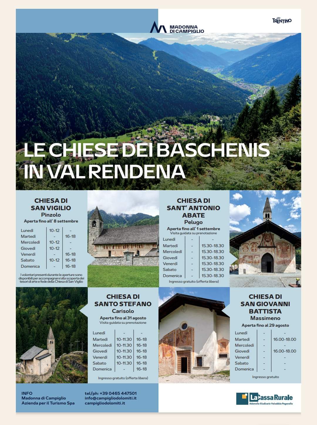 Le chiese dei Baschenis in val Rendena: Orari di apertura estate 2024