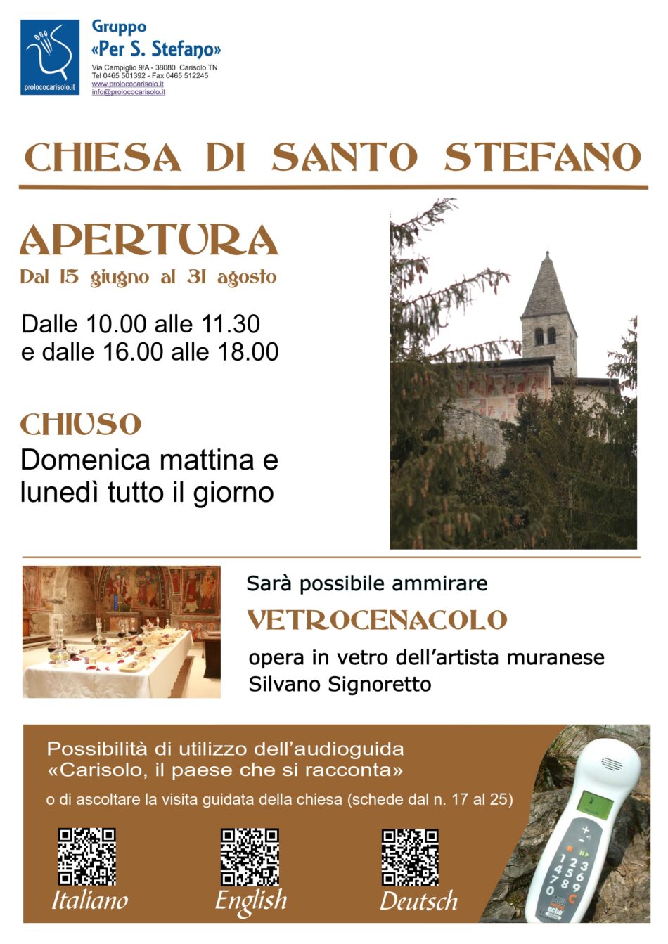 Orari di apertura della chiesa di Santo Stefano per l’estate 2024