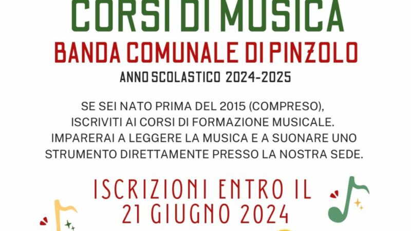 Iscrizione “Corsi di Musica” organizzati dalla Banda Comunale di Pinzolo
