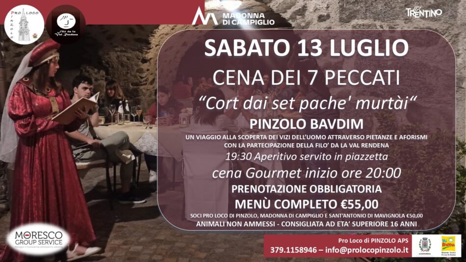 Pinzolo – Ultimi posti disponibili per la “Cena dei 7 peccati capitali” a Baldino
