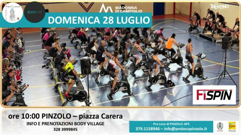 Pinzolo Domenica 28 luglio ore 10: “Spinning in piazza Carera”