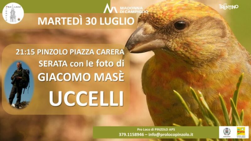 Pinzolo Martedì 30 luglio Serata con le foto di Giacomo Masè in piazza Carera