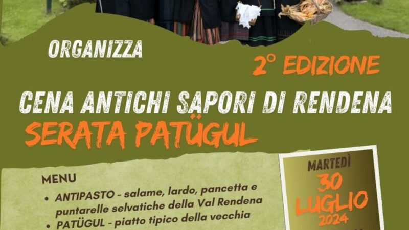 Bocenago 30 luglio: “Cena antichi sapori di Rendena Serata Patugul”