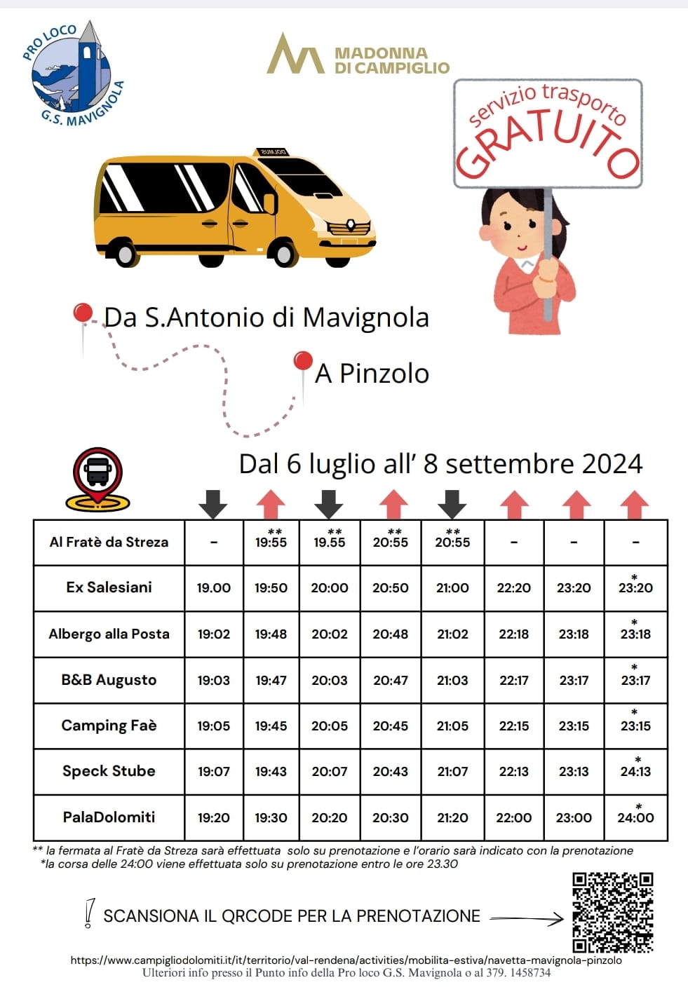 S.Antonio di Mavignola-Pinzolo: Servizio trasporto gratuito dal 6 luglio all’8 settembre