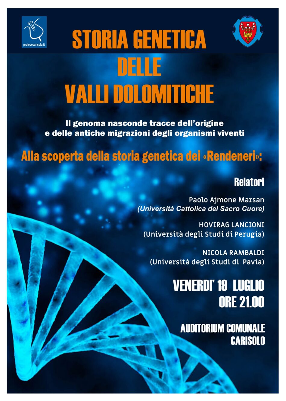 Carisolo Venerdì 19 luglio ore 21: “Storia genetica delle Valli Dolomitiche”