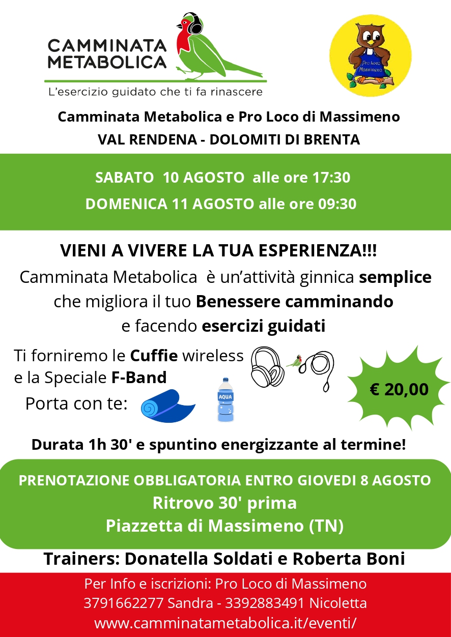 Massimeno 10-11 agosto “Camminata Metabolica”