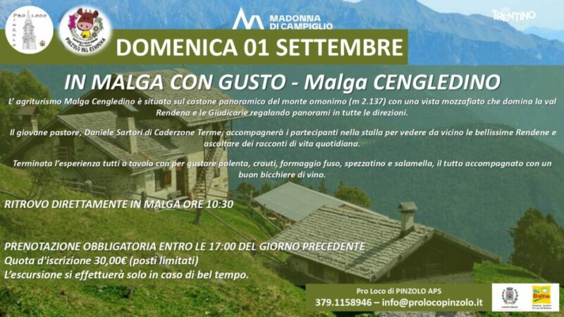 Domenica 1 settembre 2024 “In malga con gusto” a Malga Cengledino