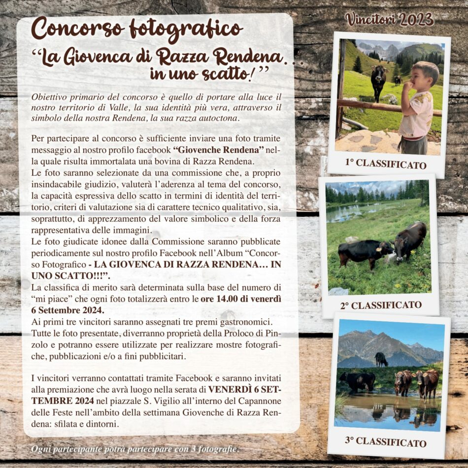 Concorso fotografico “La Giovenca di Razza Rendena…in uno scatto!”