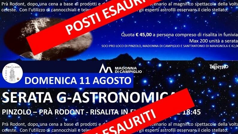Serata G-Astronomica: tutte e due le date sono “sold out”
