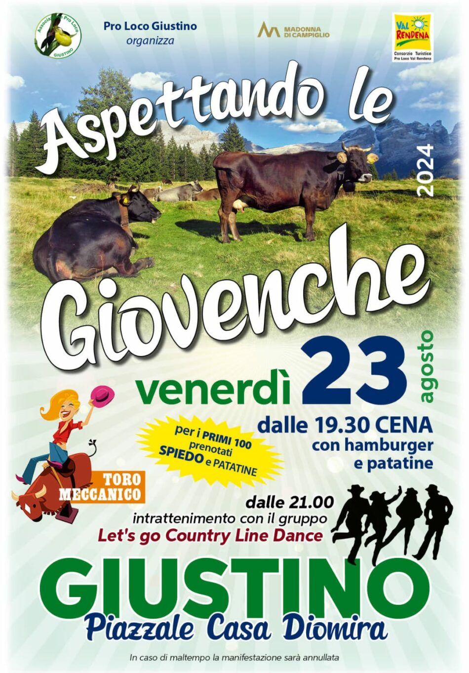 Giustino Venerdì 23 agosto “Aspettando Giovenche 2024” dalle 19.30