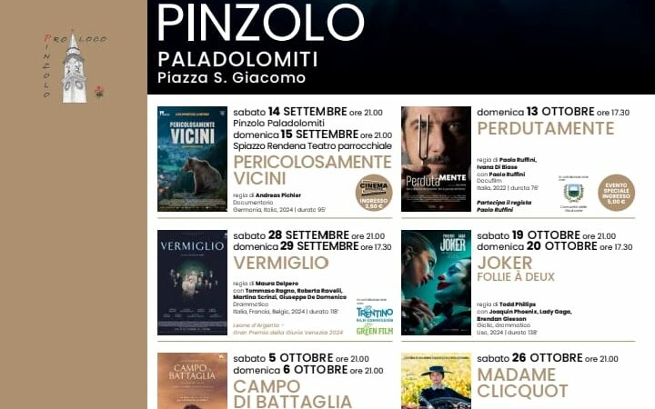 Cinema a Pinzolo: Programmazione film settembre/ottobre
