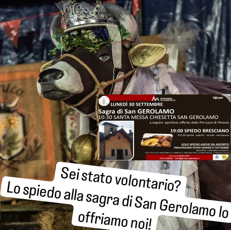Spiedo di San Gerolamo offerto a tutti i volontari Pro Loco Pinzolo