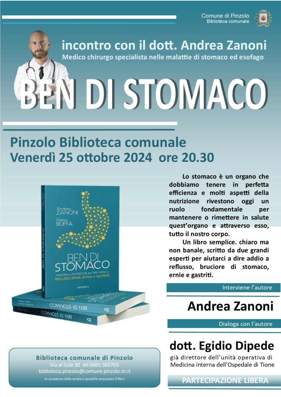 Pinzolo Biblioteca Comunale Venerdì 25 ottobre ore 20.30 “Ben di stomaco”