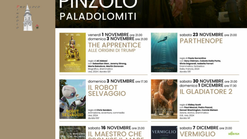 Cinema a Pinzolo: Programmazione film novembre/dicembre