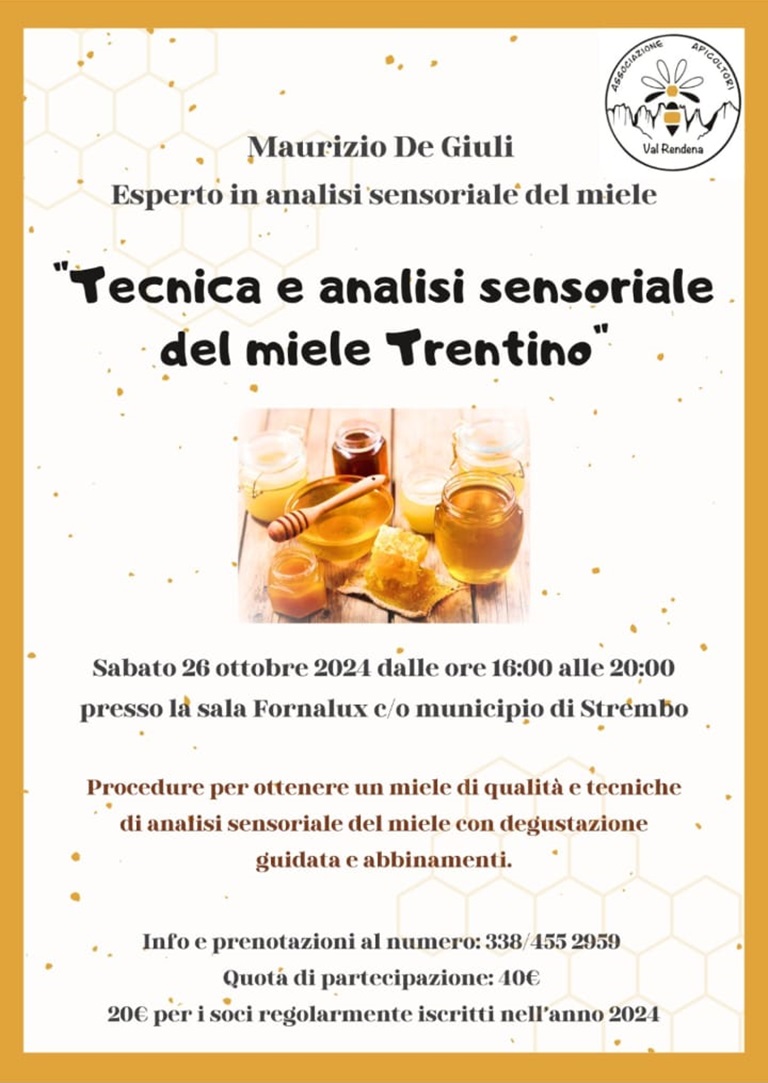Strembo 26 ottobre “Tecnica e analisi sensoriale del miele Trentino”