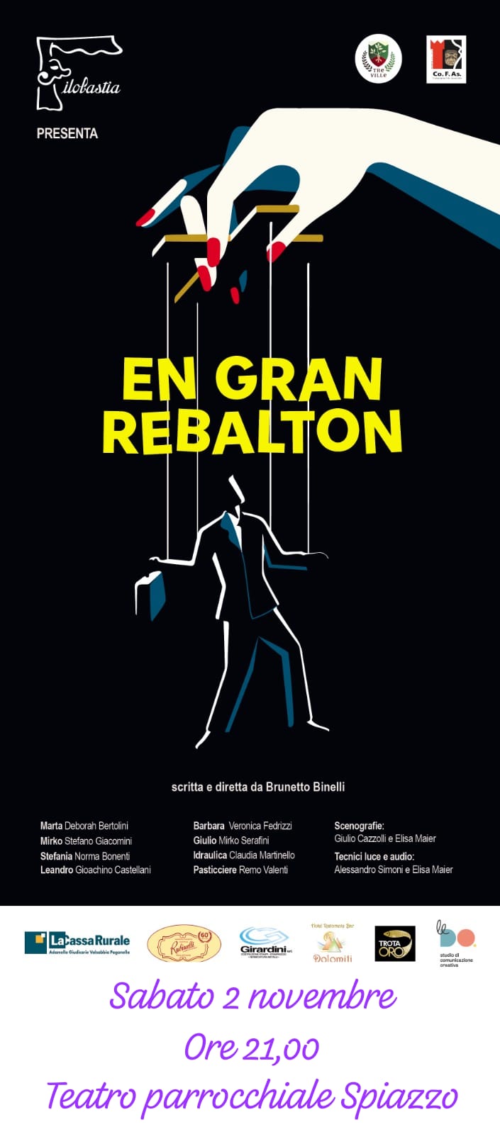 Teatro di Spiazzo Sabato 2 novembre ore 21 “En gran rebalton” scritta e diretta da Brunetto Binelli