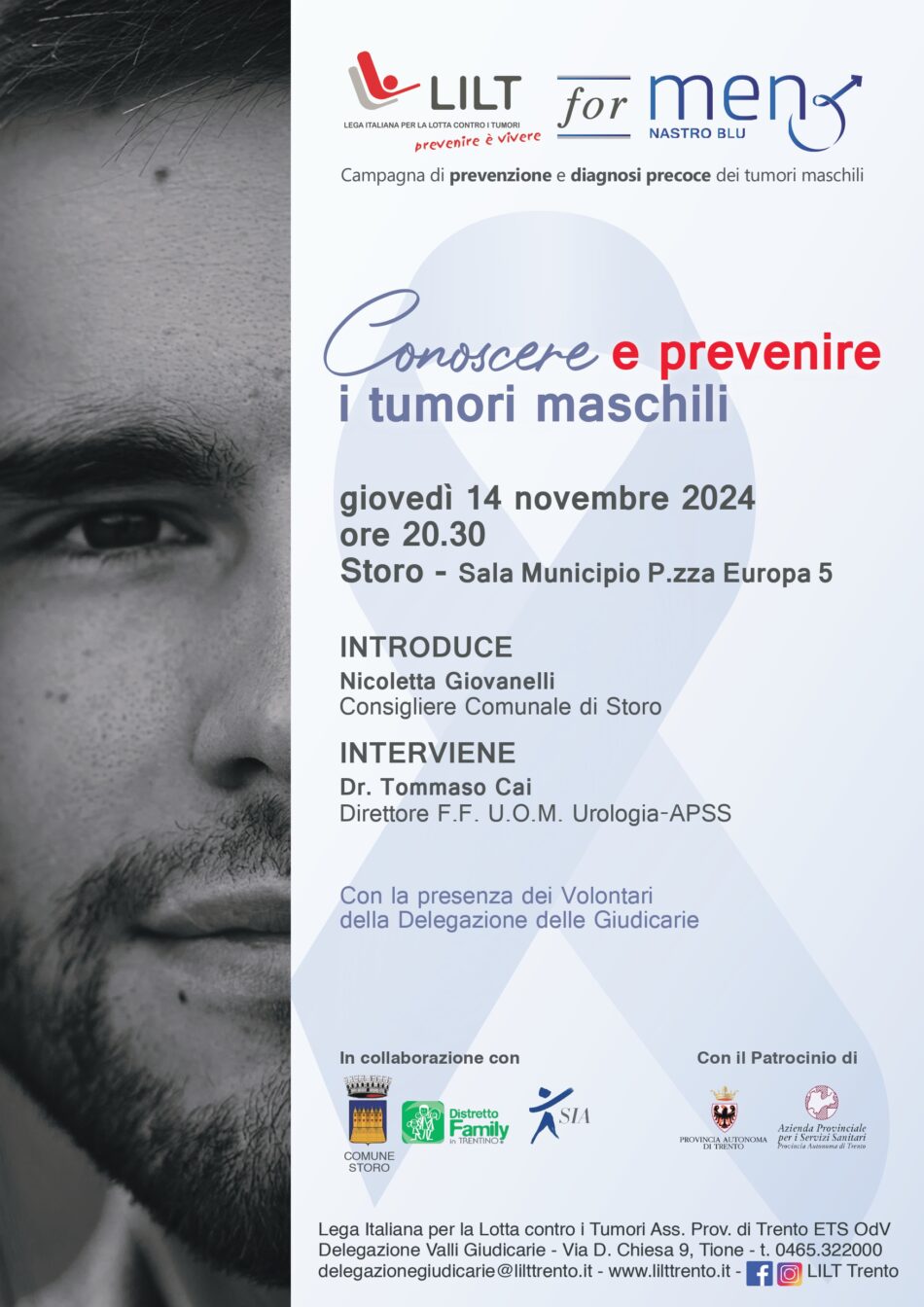Storo Giovedì 14 novembre “Conoscere e prevenire i tumori maschili”