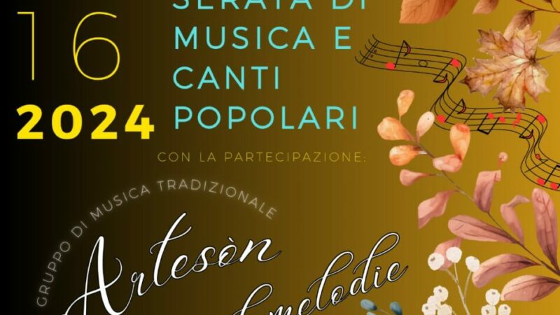 Preore 16 novembre “Serata di musica e canti popolari”