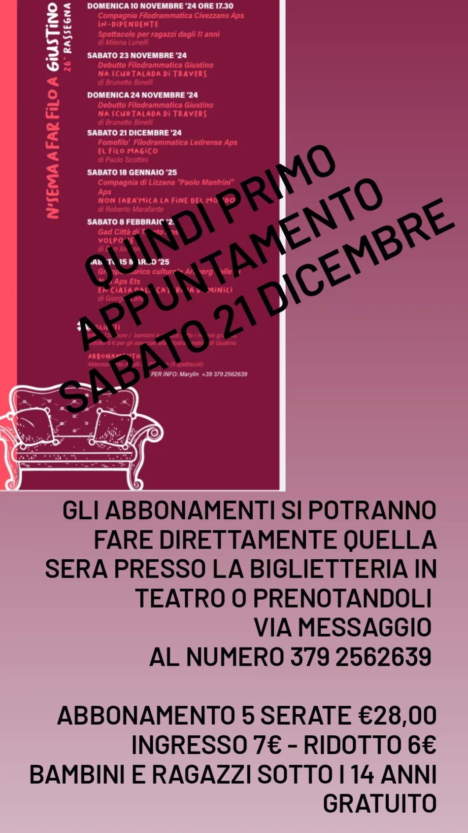 Giustino – Slittamento Debutto Filodrammatica
