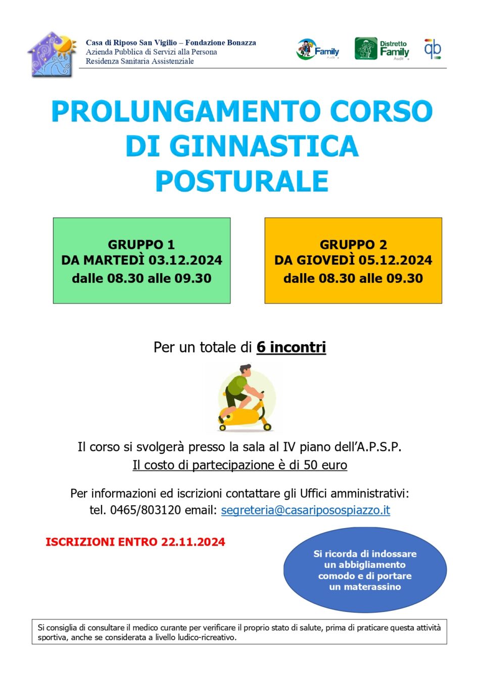 Spiazzo – Prolungamento Corso di ginnastica posturale