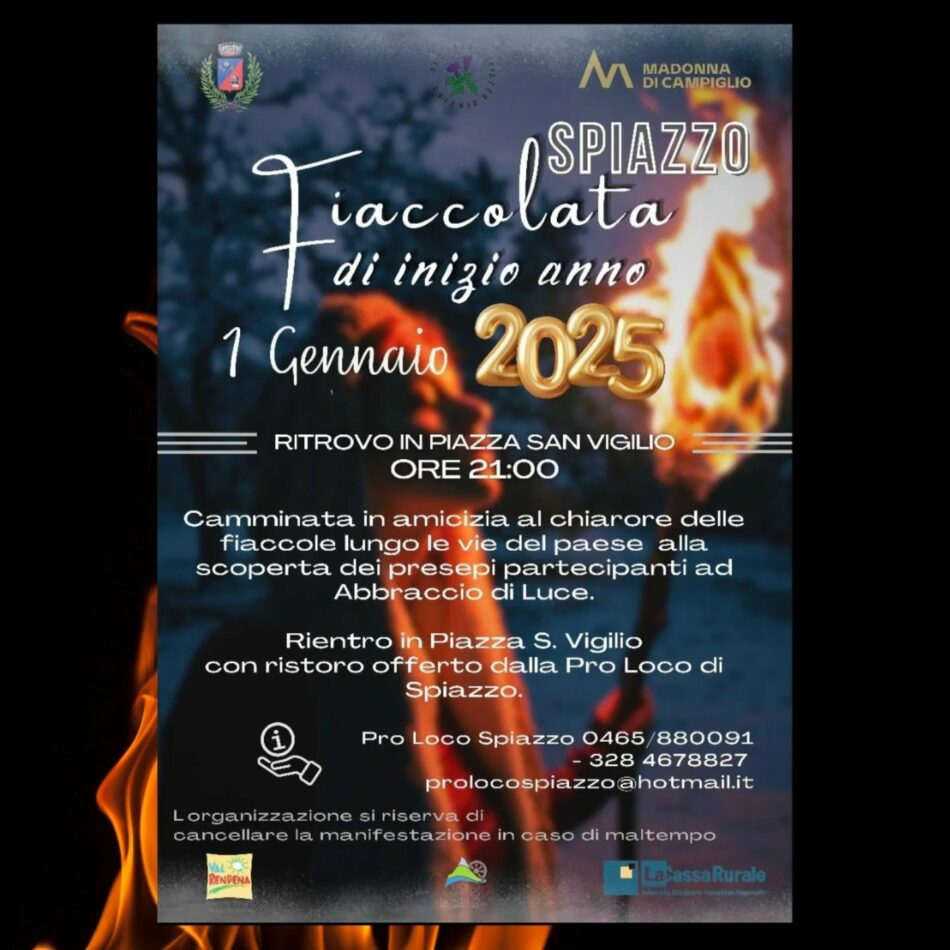 Spiazzo 1 gennaio 2025 ore 21 “Fiaccolata di inizio anno”