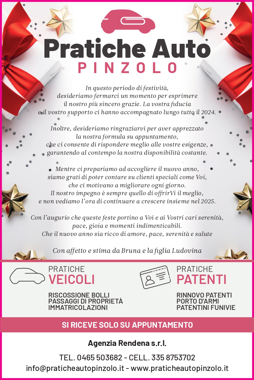 Pinzolo – L’agenzia “Pratiche auto” ringrazia e augura a tutti Buone Feste
