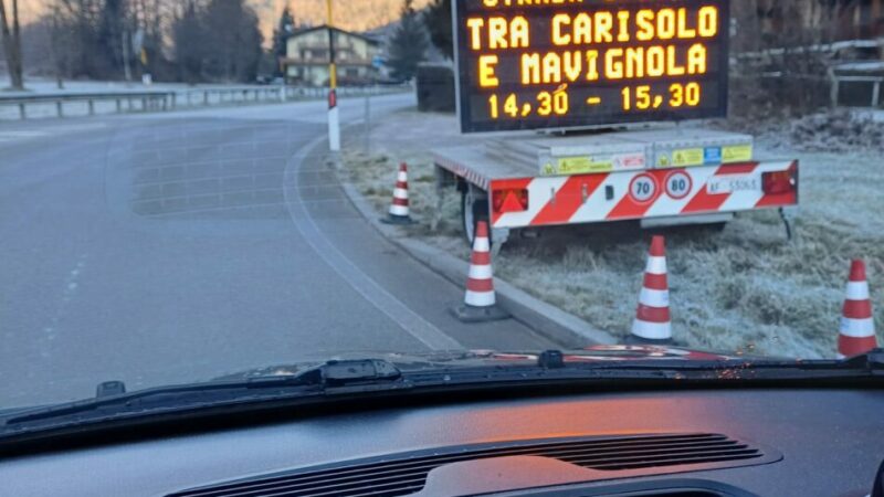 Oggi 5 dicembre dalle 14.30 alle 15.30 strada chiusa tra Carisolo e Mavignola