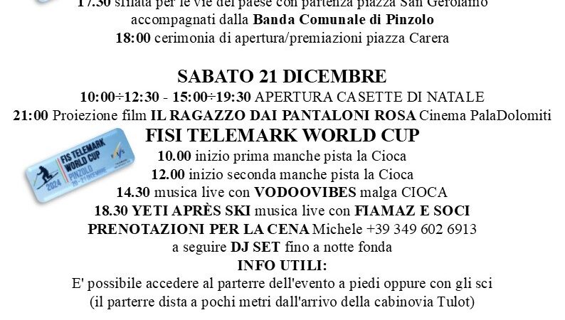 L’Inverno è Pinzolo: programma dal 20 al 22 dicembre 2024