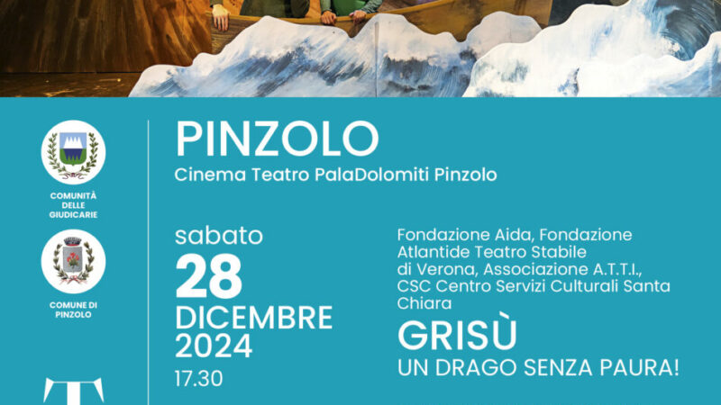 Pinzolo Sabato 28 dicembre ore 17.30 “Grisù Un drago senza paura!” al Paladolomiti
