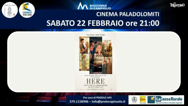 Cinema a Pinzolo: Sabato 22 febbraio ore 21 “HERE” al Paladolomiti