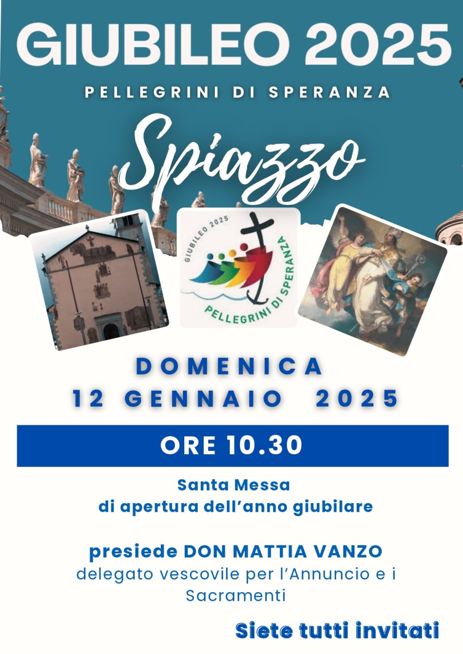 Giubileo 2025 a Spiazzo Domenica 12 gennaio 2025 ore 10.30 “Santa Messa di apertura dell’anno giubilare”