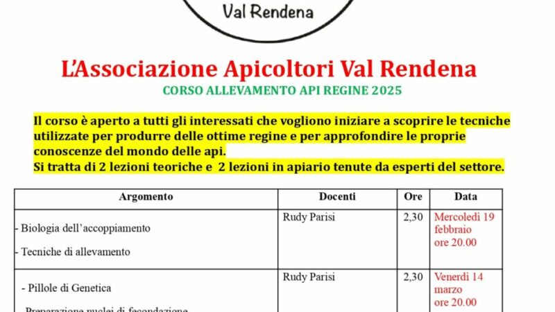 CORSO ALLEVAMENTO API REGINE 2025