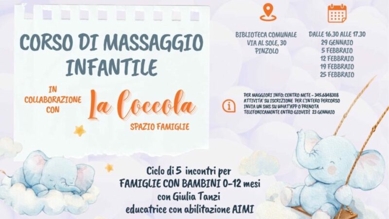 Corso di massaggio infantile “La coccola” gennaio/febbraio 2025