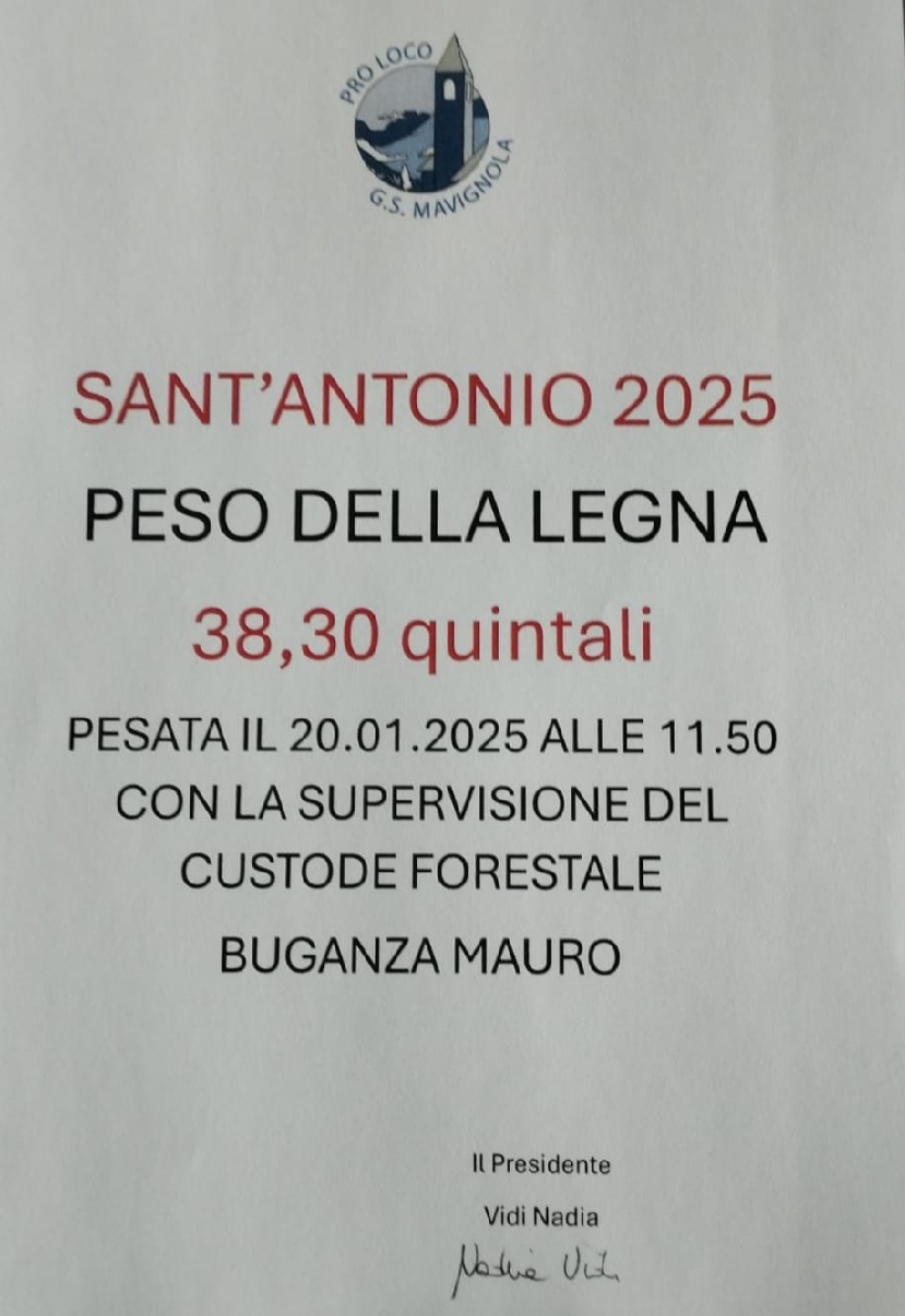 Mavignola: Sant’Antonio 2025 “Peso della legna”