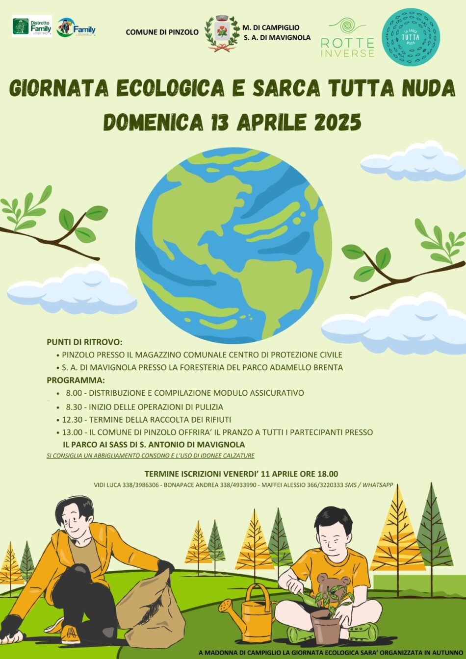 Giornata Ecologica e Sarca tutta nuda – Domenica 13 aprile 2025 Pinzolo Sant’Antonio di Mavignola